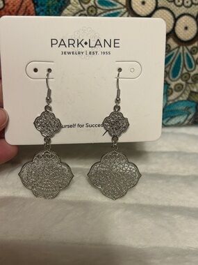 Park Lane Silver Filigree Double Quatrefoil Drop Earrings